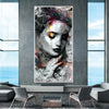 Whispers of Ink and Color Canvas Art Clock Canvas