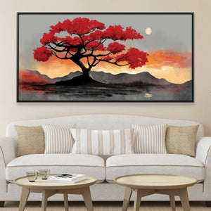 Whispers of the Red Tree Canvas Art 20 x 10in / Canvas Clock Canvas