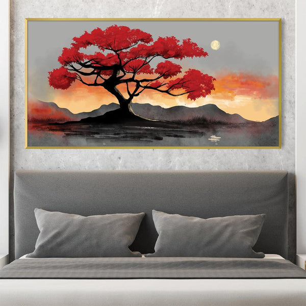 Whispers of the Red Tree Canvas Art Clock Canvas