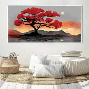 Whispers of the Red Tree Canvas Art Clock Canvas