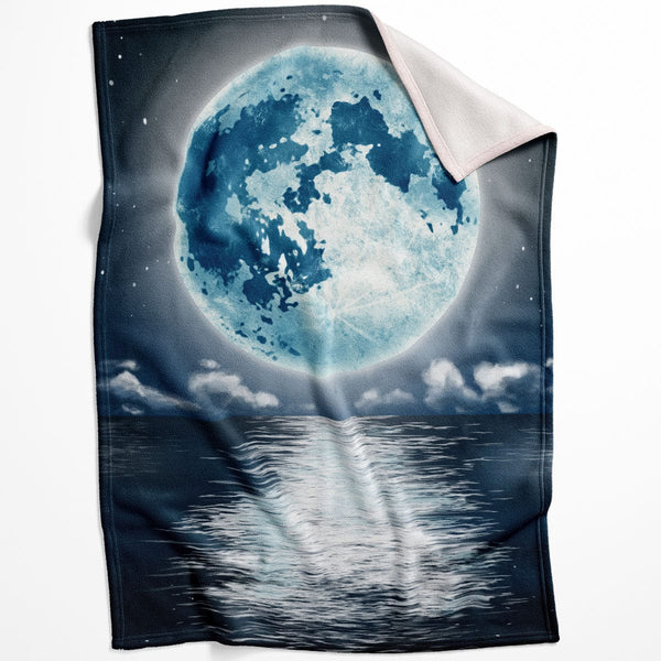 White Moon Blanket Blanket 75 x 100cm Clock Canvas