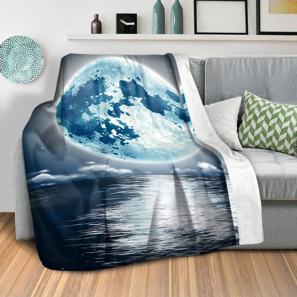 White Moon Blanket Blanket Clock Canvas