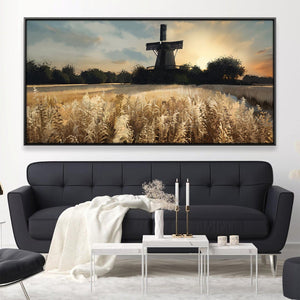 Windmill Whispers Canvas Art 20 x 10in / Canvas Clock Canvas