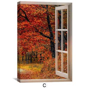 Window to Autumn Canvas Art Clock Canvas