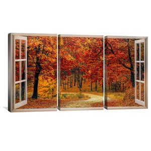 Window to Autumn Canvas Art Clock Canvas