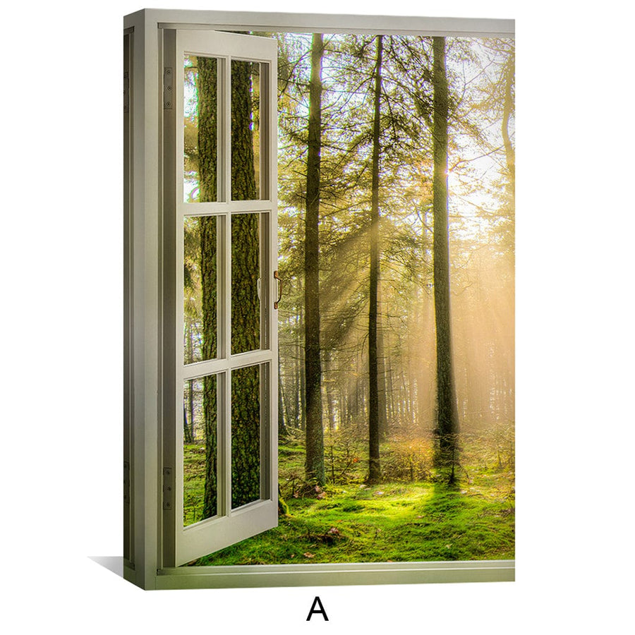 Window to Forestry Canvas Art Clock Canvas