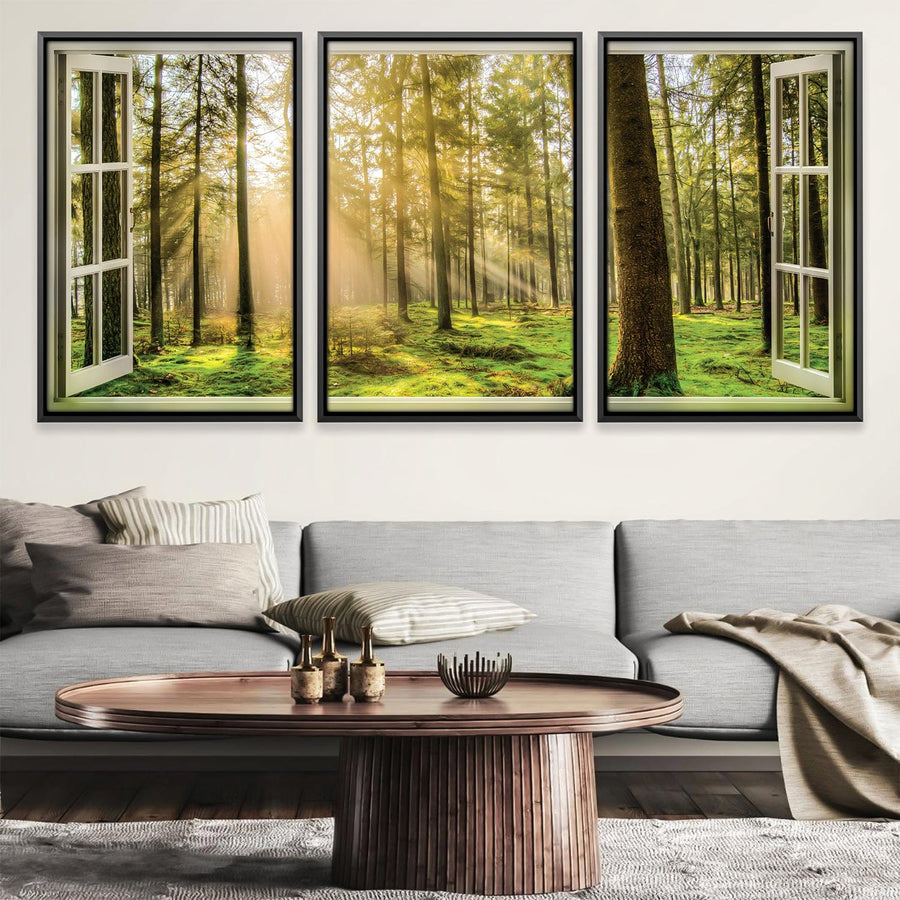 Window to Forestry Canvas Art Clock Canvas