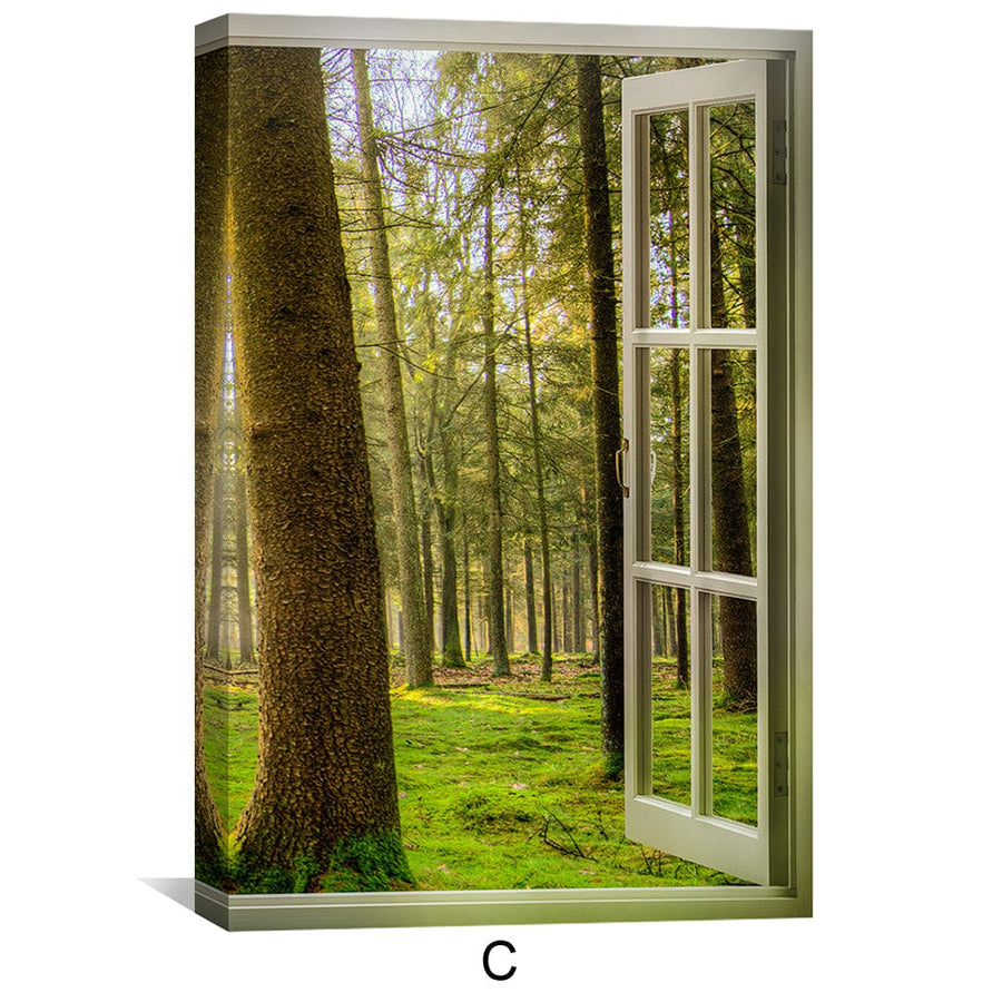 Window to Forestry Canvas Art Clock Canvas