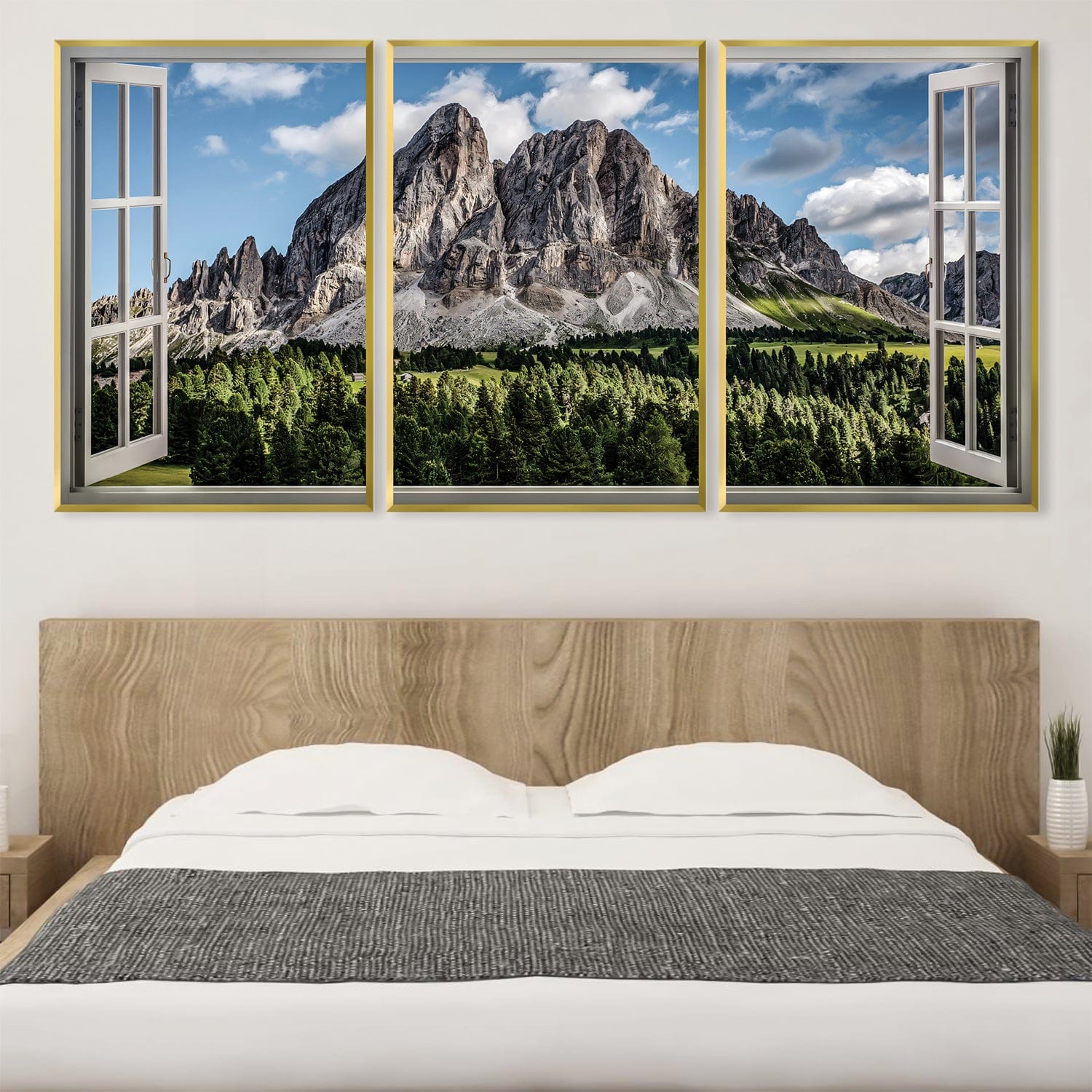Window to Peitlerkofel Canvas Art Clock Canvas