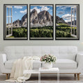 Window to Peitlerkofel Canvas Art Clock Canvas
