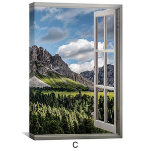 Window to Peitlerkofel Canvas Art Clock Canvas