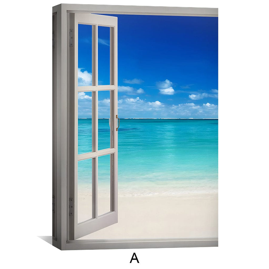Window to the Beach Canvas Art Clock Canvas