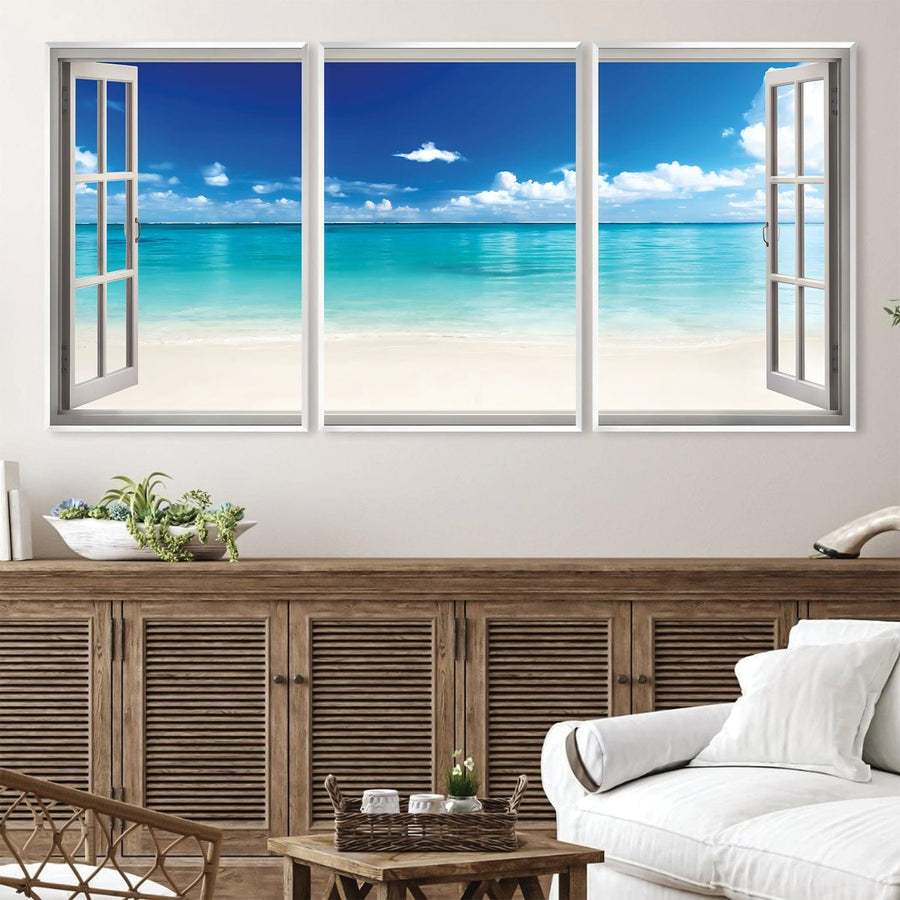 Window to the Beach Canvas Art Clock Canvas