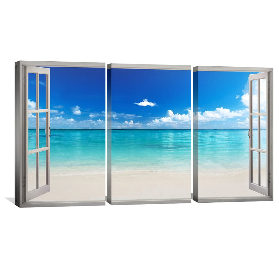 Window to the Beach Canvas Art Clock Canvas