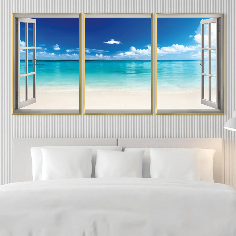 Window to the Beach Canvas Art Clock Canvas