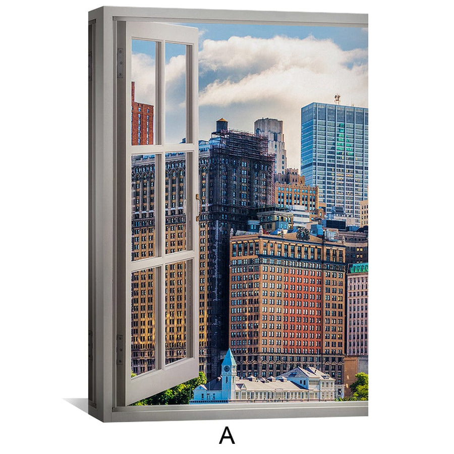 Window to the City Canvas Art Clock Canvas