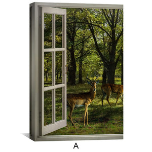 Window to the Fawn Canvas Art Clock Canvas