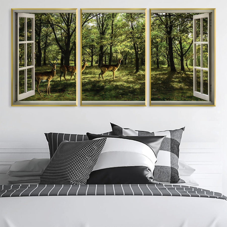 Window to the Fawn Canvas Art Clock Canvas