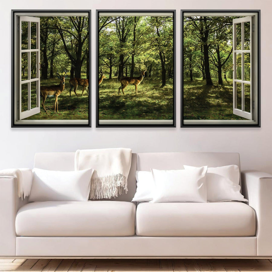 Window to the Fawn Canvas Art Clock Canvas
