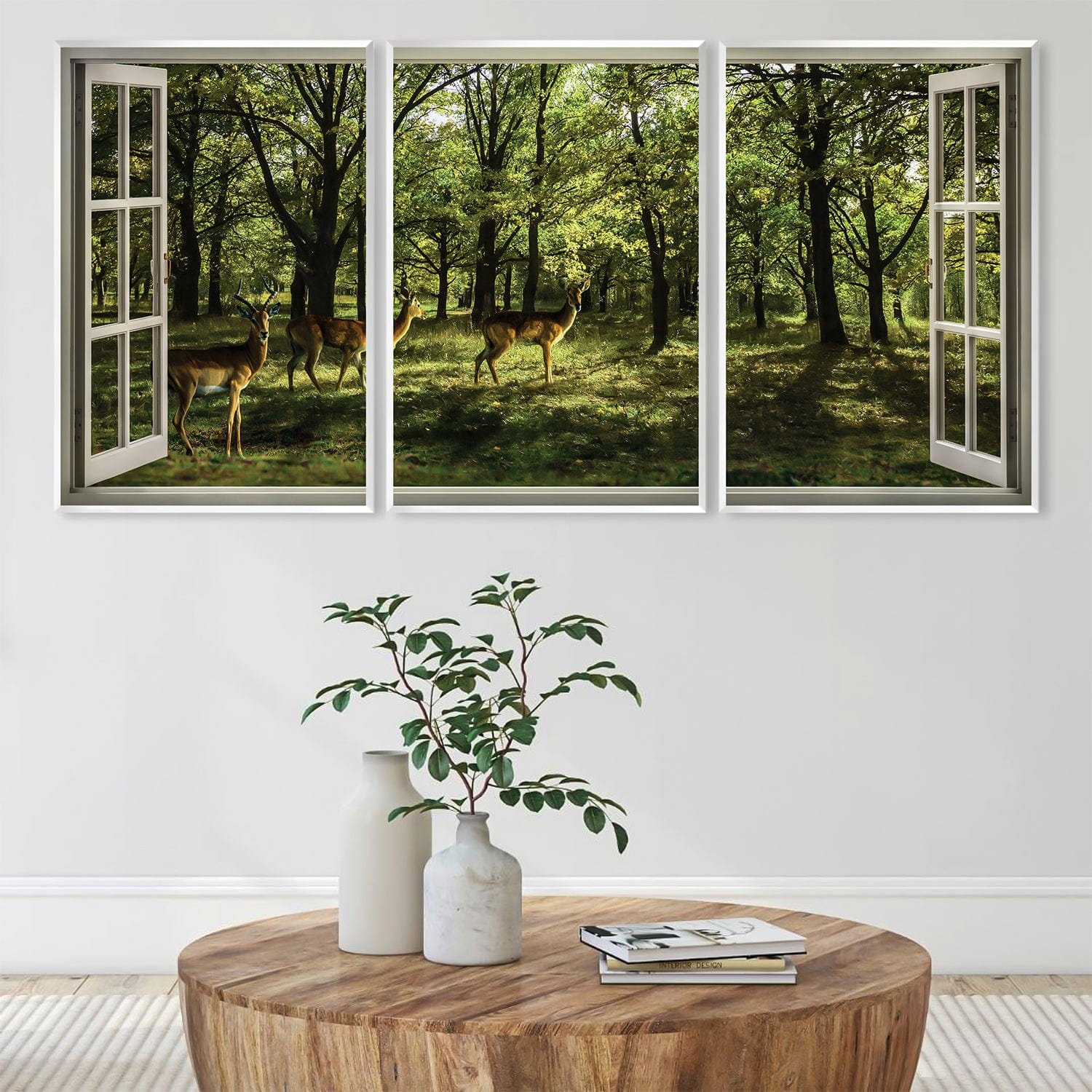 Window to the Fawn Canvas Art Clock Canvas