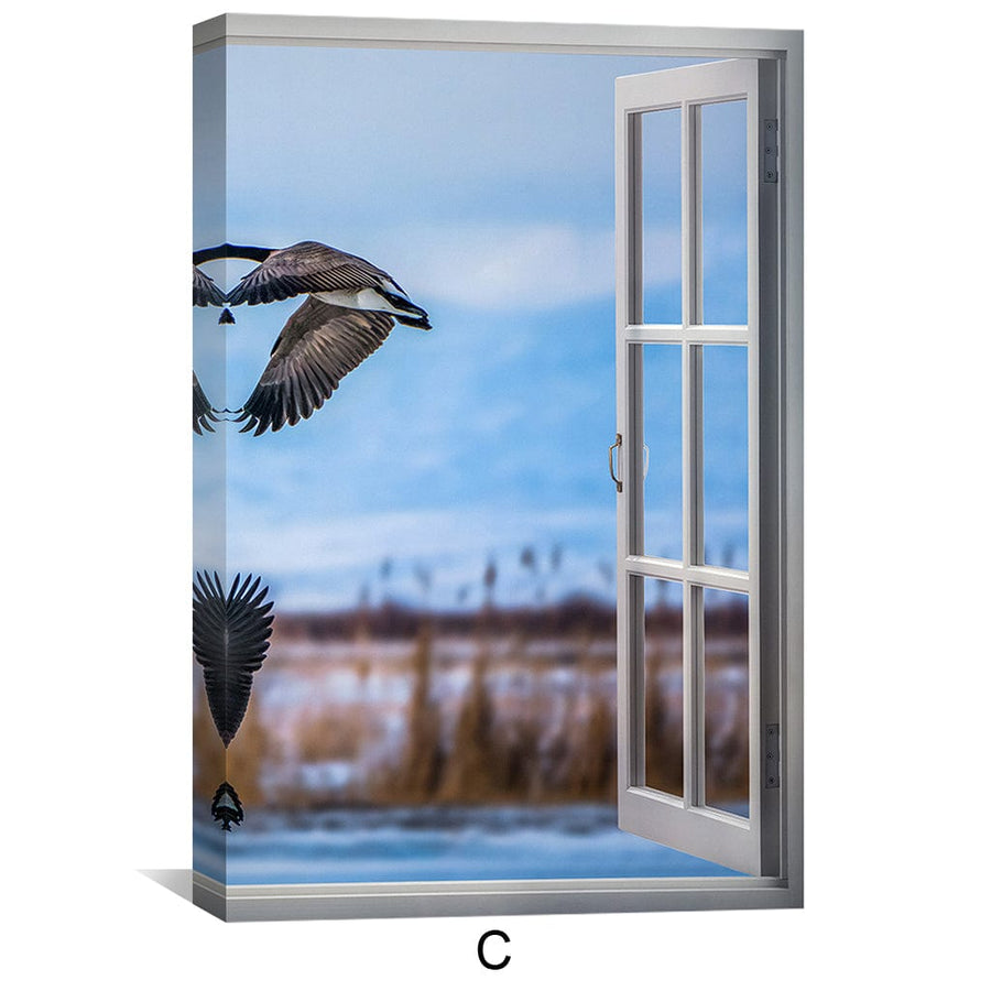 Window to the Geese Canvas Art Clock Canvas