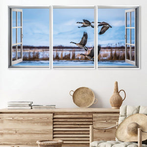 Window to the Geese Canvas Art Clock Canvas
