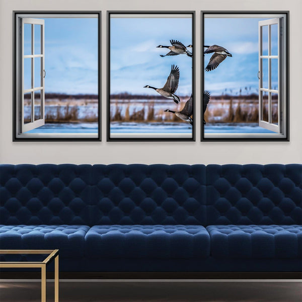 Window to the Geese Canvas Art Clock Canvas
