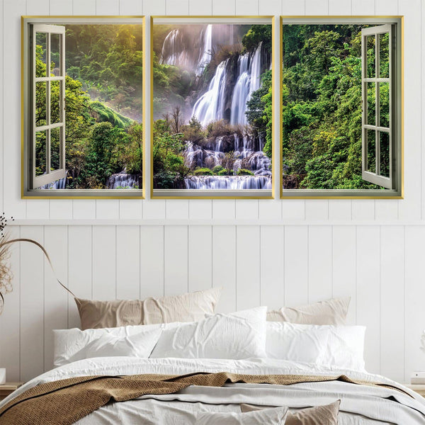 Window to the Waterfall Canvas Art Clock Canvas
