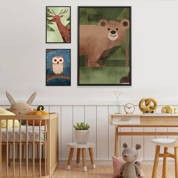 Woodland Wonders Canvas Art Set of 3 / 12 x 18in / Canvas Clock Canvas