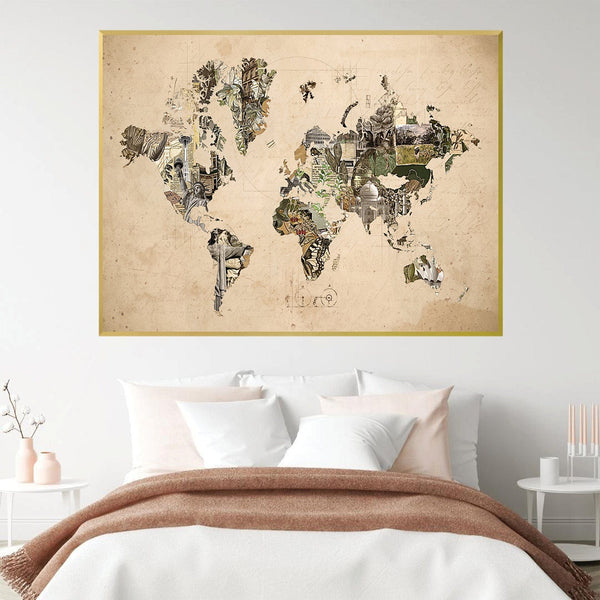 World Map of Monuments Canvas Art Clock Canvas