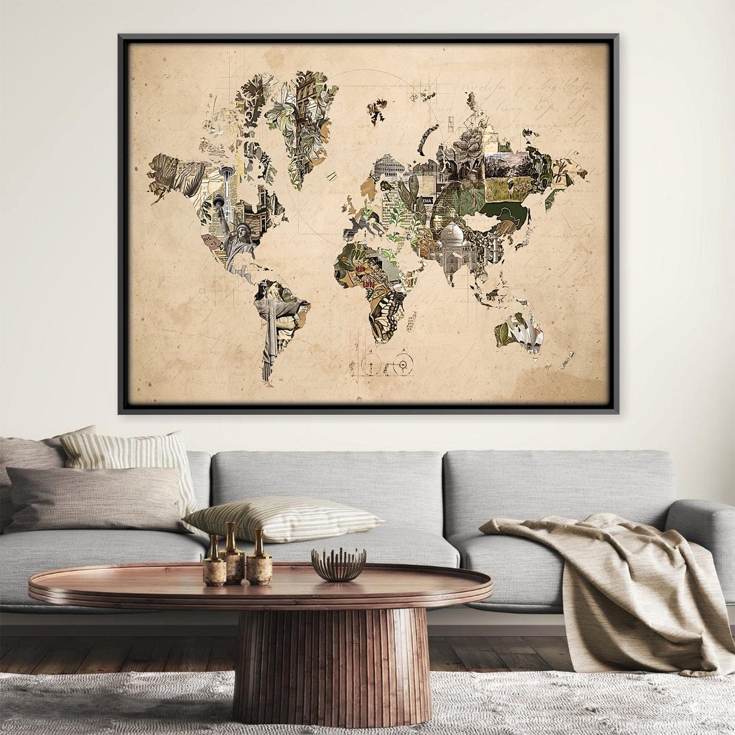 World Map of Monuments Canvas Art Clock Canvas