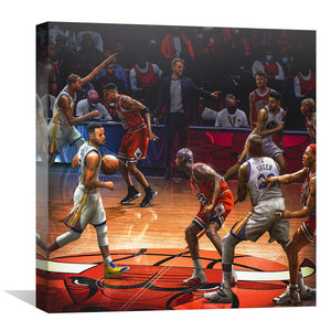 96 Bulls vs 17 Warriors Canvas Art Clock Canvas
