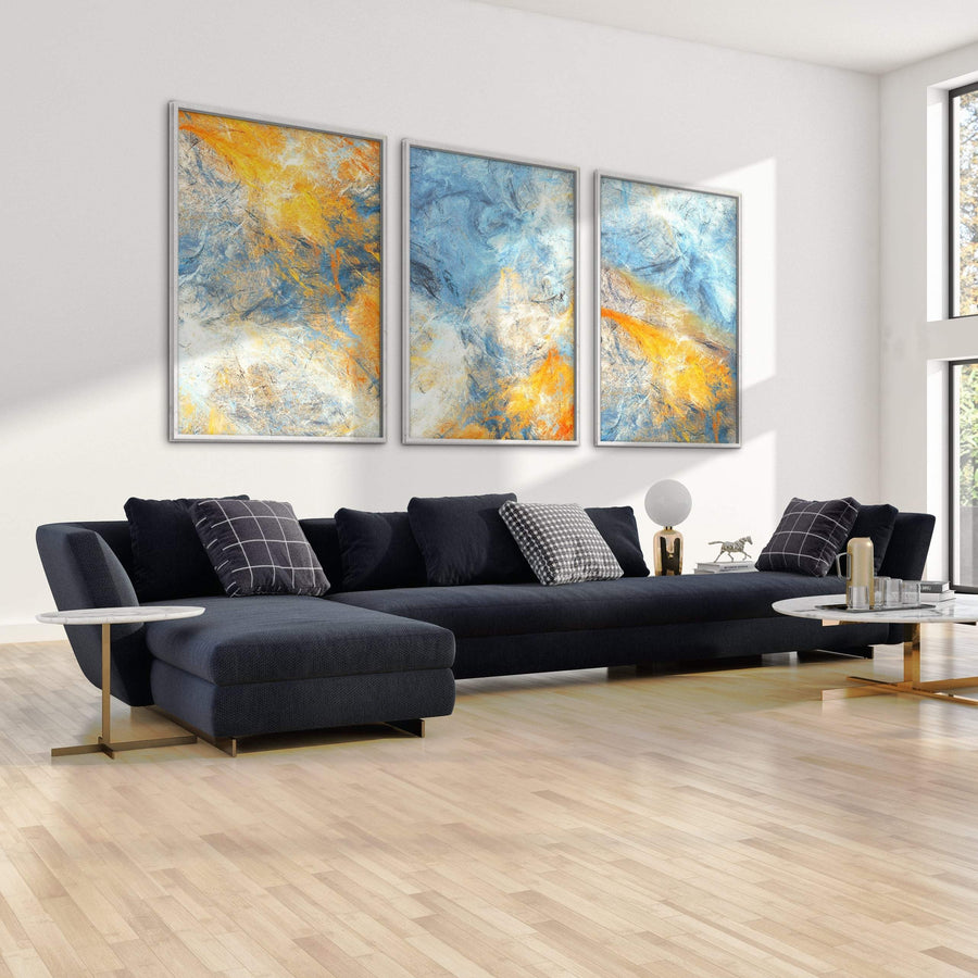 Abstract Blue Canvas Art Clock Canvas