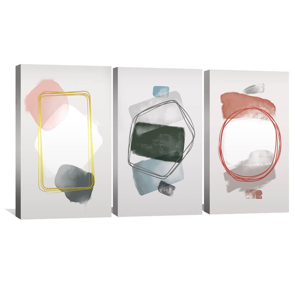 Abstract Collection Canvas Art Set of 3 / 30 x 45cm / Unframed Canvas Print Clock Canvas