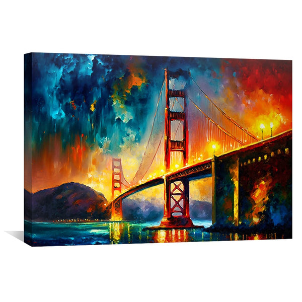 Abstract Golden Bridge Canvas Art Clock Canvas