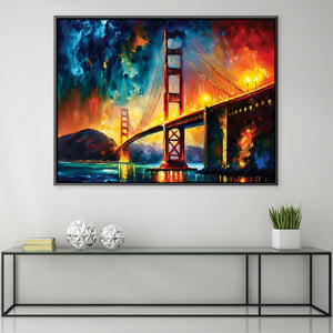 Abstract Golden Bridge Canvas Art Clock Canvas