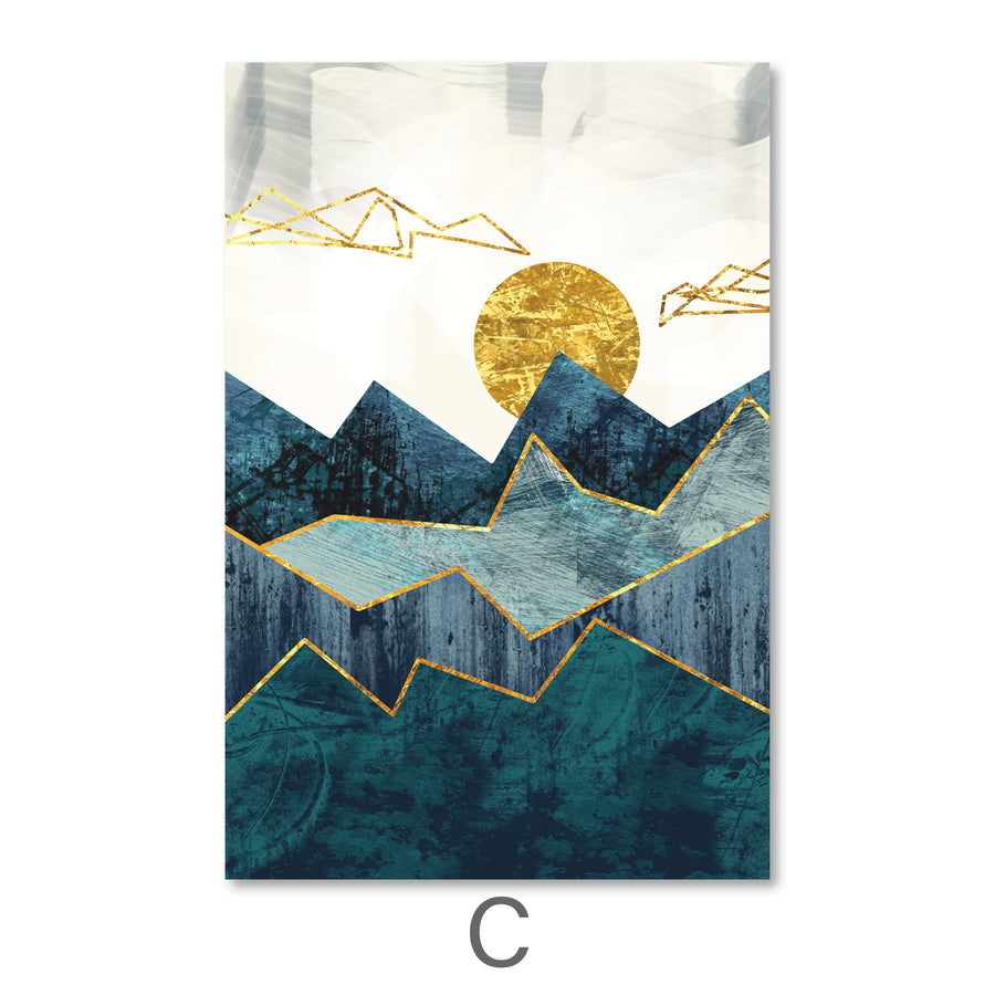 Abstract Mountain Canvas Art C / 40 x 60cm / Unframed Canvas Print Clock Canvas
