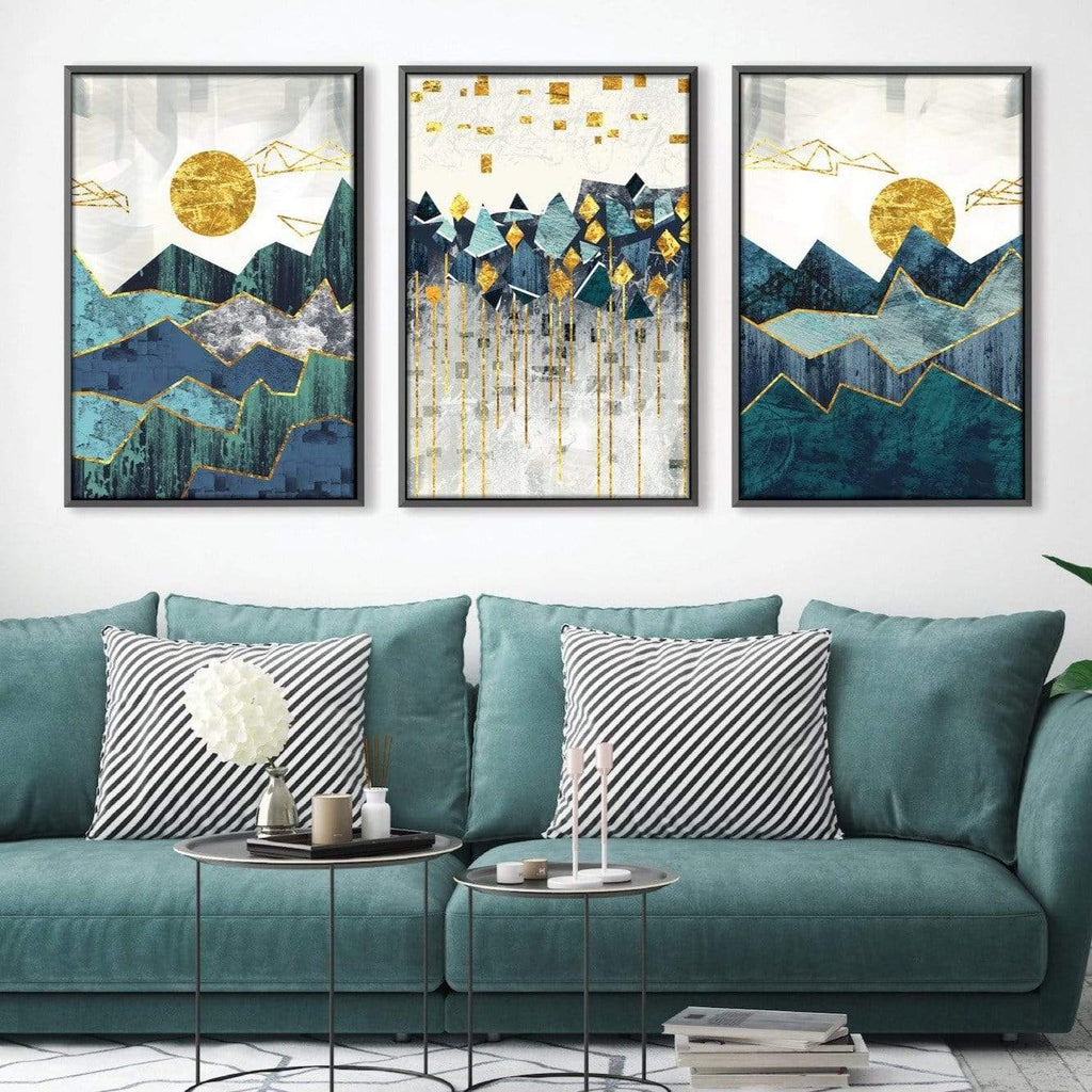 Extra large Size wall art, abstract Golden Mountain Bird Landscape Canvas  Paintings Print Poster Oil Painting For Living Room modern home -   Portugal