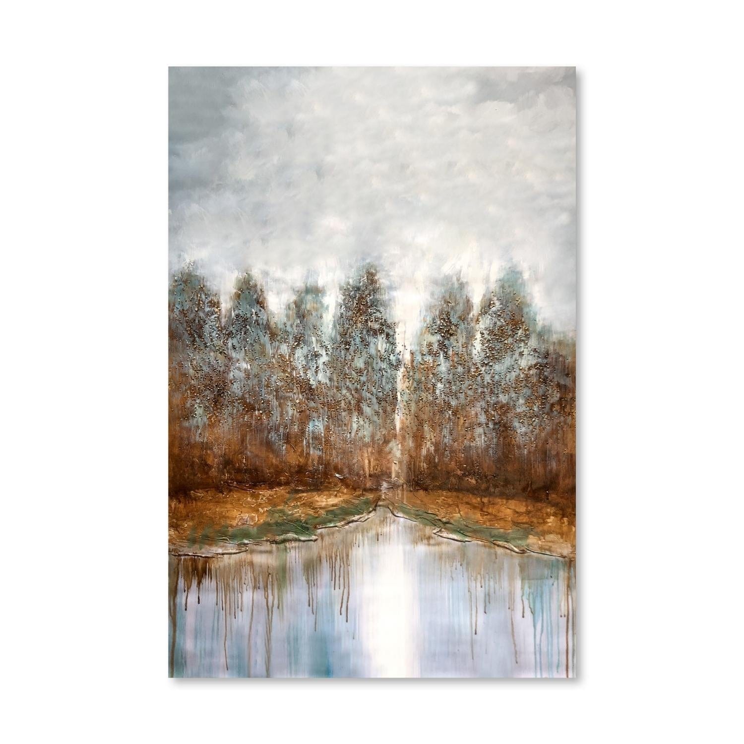 Abstract Nature Reflections Oil Painting Oil Clock Canvas