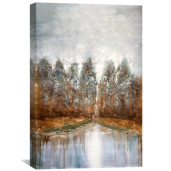 Abstract Nature Reflections Oil Painting Oil Clock Canvas