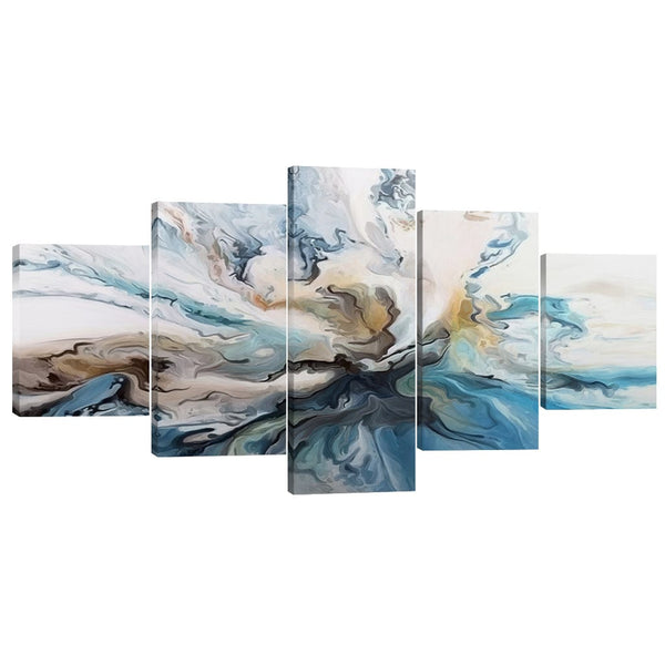 Abstract Oceanic Canvas - 5 Panel Art Clock Canvas