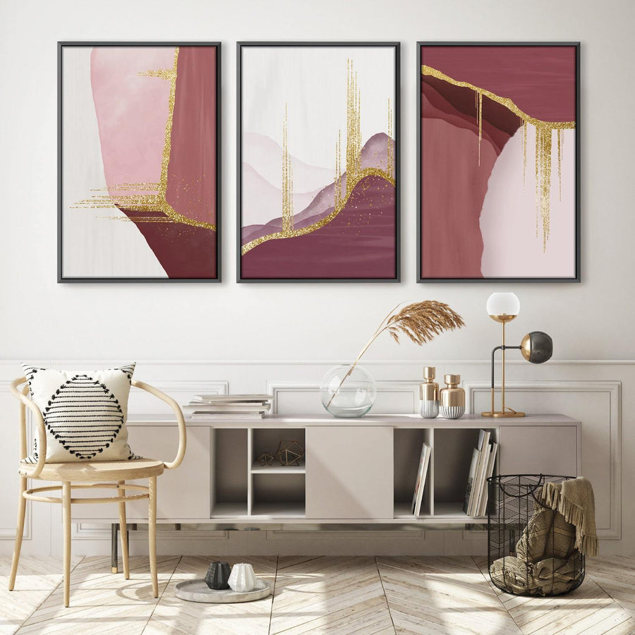 Abstract Rouge Canvas Art Clock Canvas