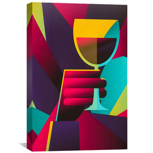 Abstract Shaped Wine Night Canvas Art Clock Canvas