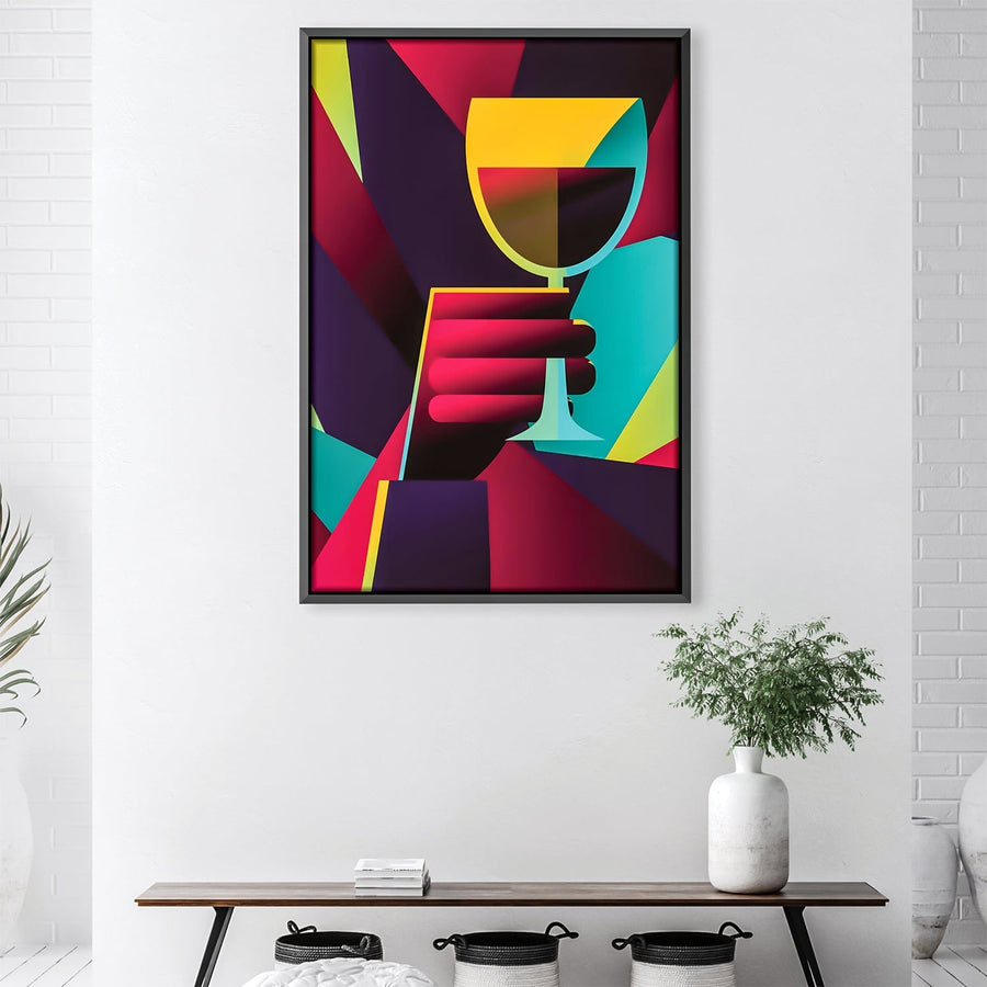 Abstract Shaped Wine Night Canvas Art Clock Canvas