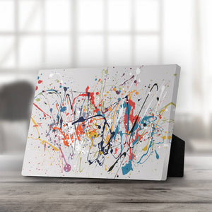 Abstract Splatter Desktop Canvas Desktop Canvas 25 x 20cm Clock Canvas