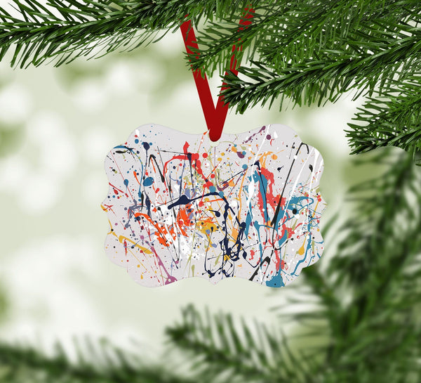 Abstract Splatter Ornament Christmas Ornament Victorian 10.8 x 8cm Clock Canvas