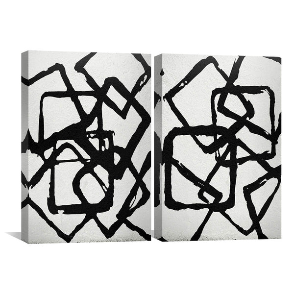 Abstract Squared Canvas Art Set of 2 / 30 x 45cm / Unframed Canvas Print Clock Canvas