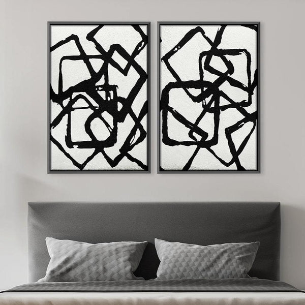 Abstract Squared Canvas Art Clock Canvas