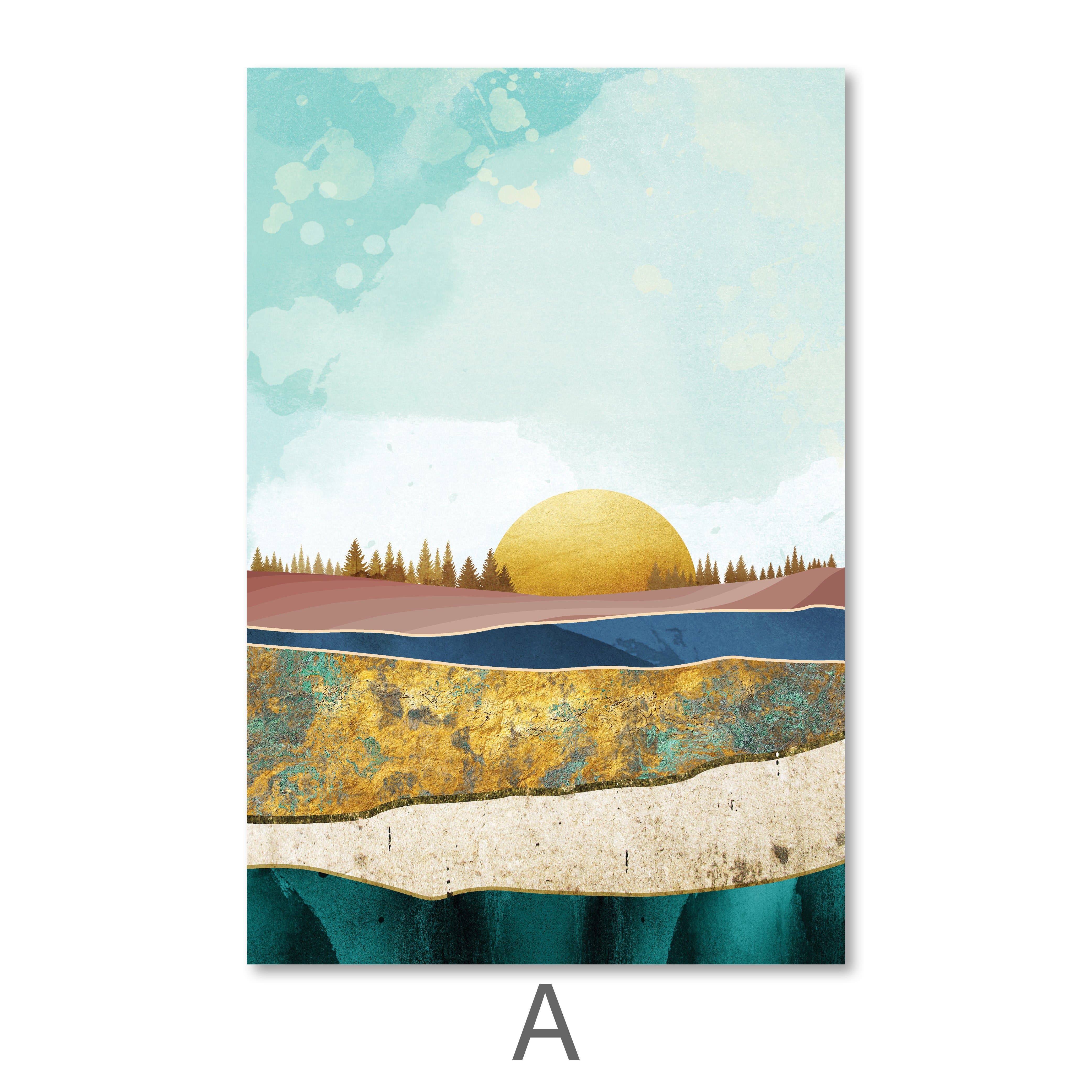 Abstract Sunsets Canvas Art A / 50 x 70cm / Unframed Canvas Print Clock Canvas