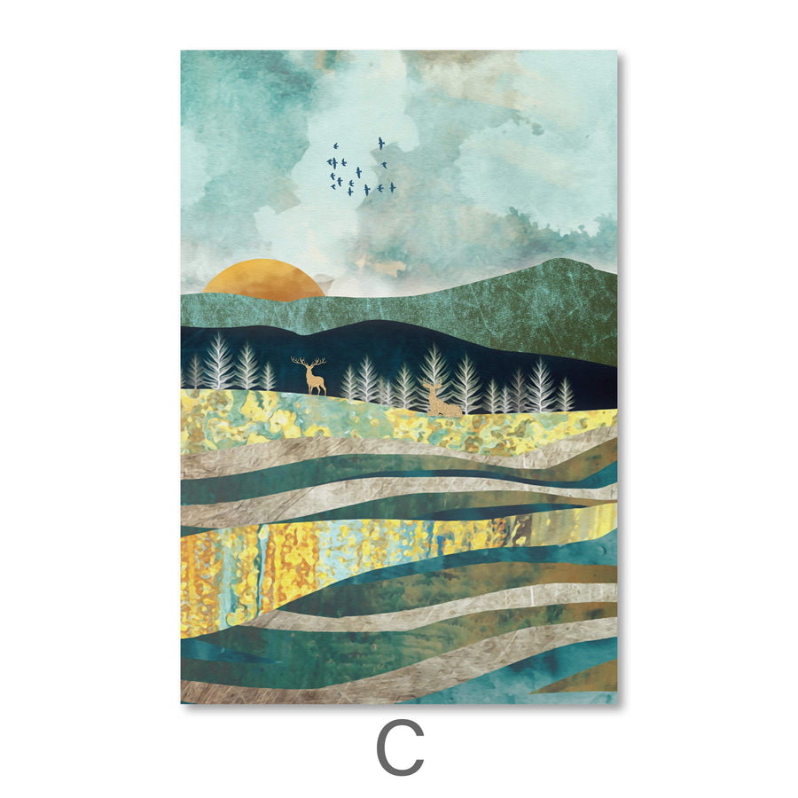 Abstract Sunsets Canvas Art C / 50 x 70cm / Unframed Canvas Print Clock Canvas